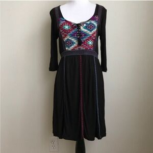 Buffalo David Bittom Tapestry Detail Black Dress